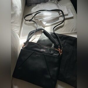 Black Leather Matt & Nat Bag